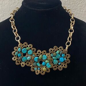NWOT turquoise and gold inspired necklace
